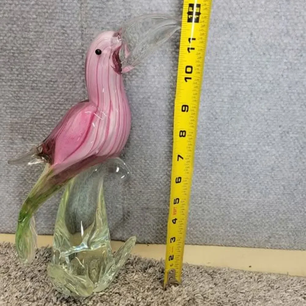 Cristalleria Ann Primrose Murano Collection Glass Murano Style Pink Toucan Bird